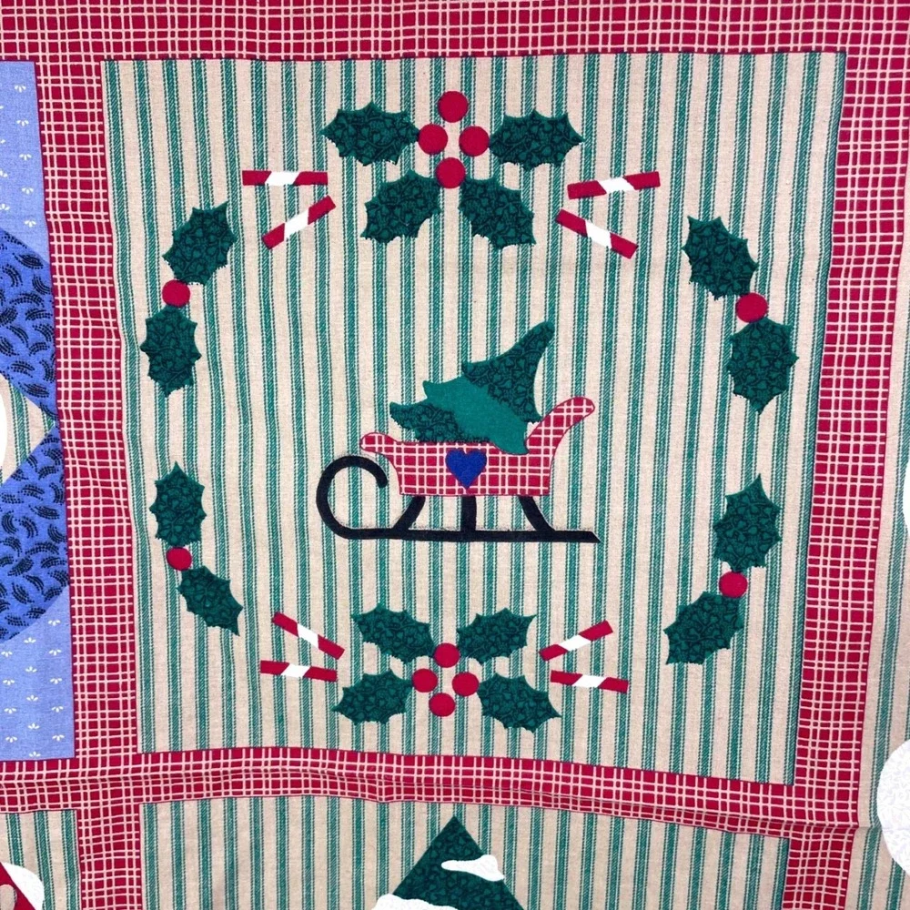 Vtg VIP Cranston Snowman Sampler Quilt Fabric Panel Christmas Gingerbread 35x44
